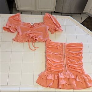 Privy Peach Textured Two Piece Set